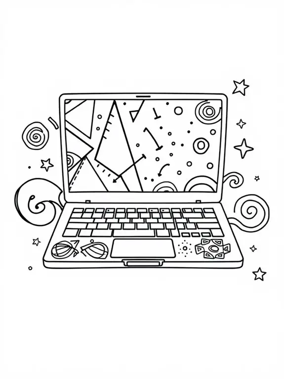 abstract laptop coloring page