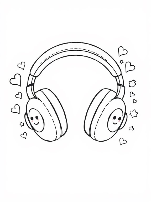 adorable headphones coloring activity