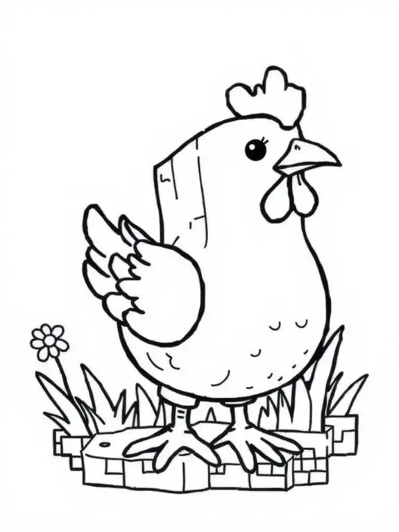 adorable minecraft chicken illustration