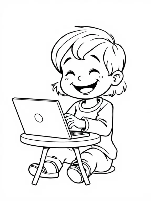 child using laptop illustration