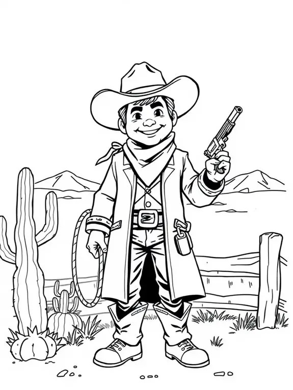 cowboy themed coloring page