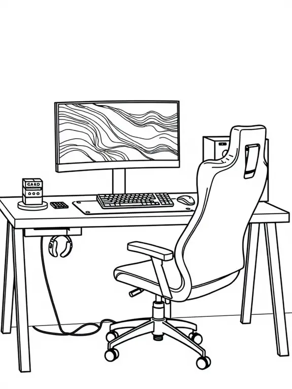 gaming desk coloring page