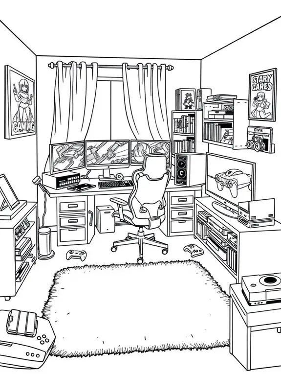 gaming room coloring page