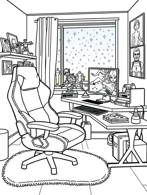 gaming room coloring page