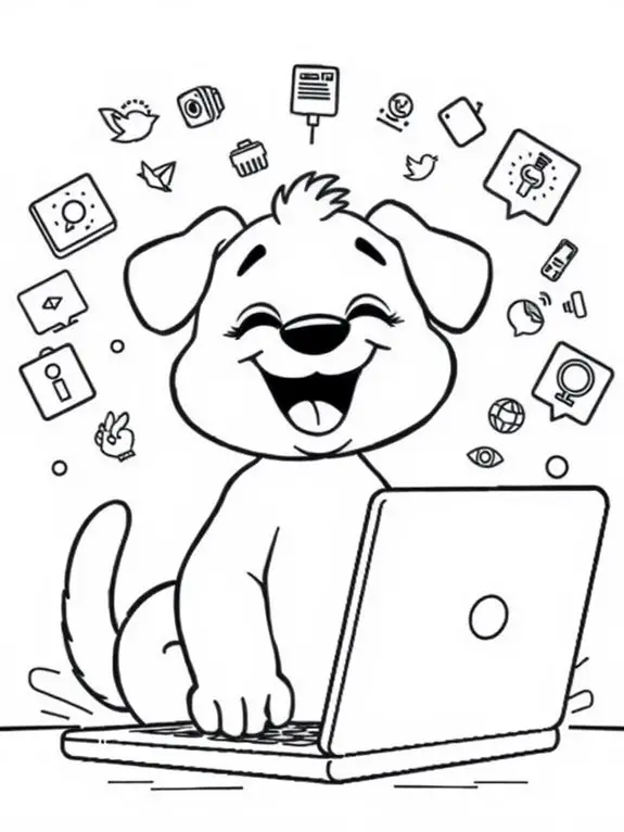 happy animal with laptop