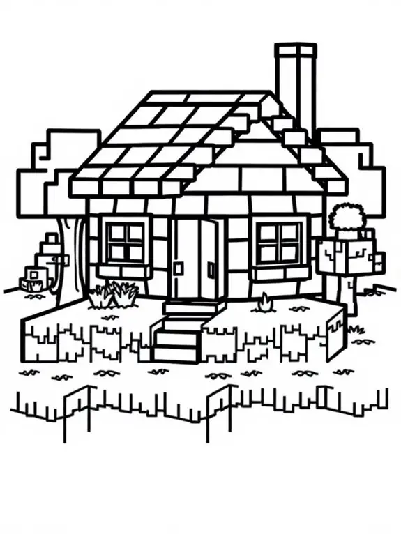 minecraft house coloring page