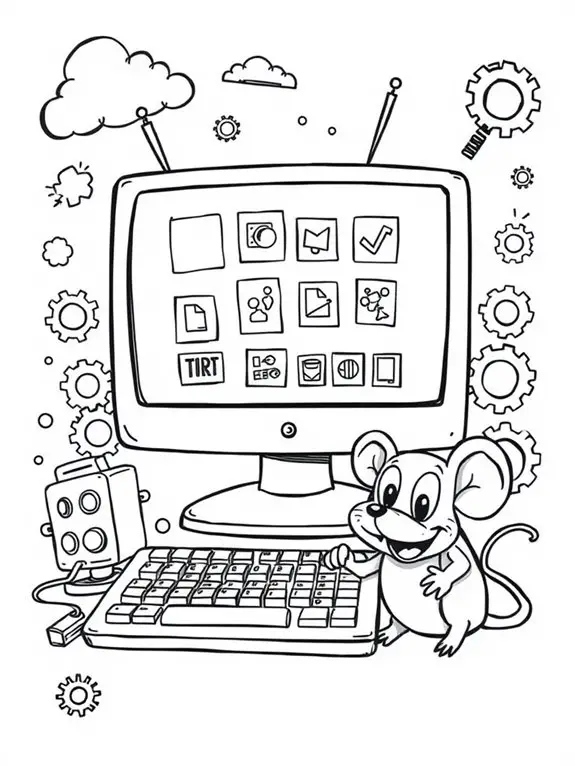 playful computer coloring page