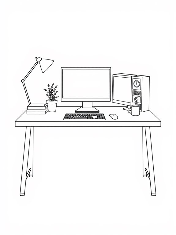 simple desk coloring page