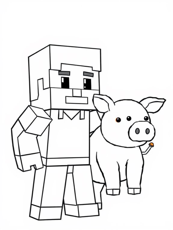 steve and pig coloring page