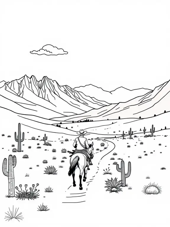 western landscape coloring page