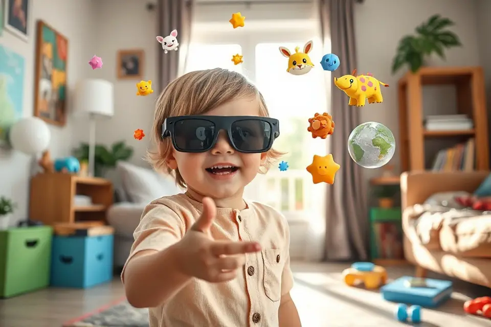 child enjoying ar glasses