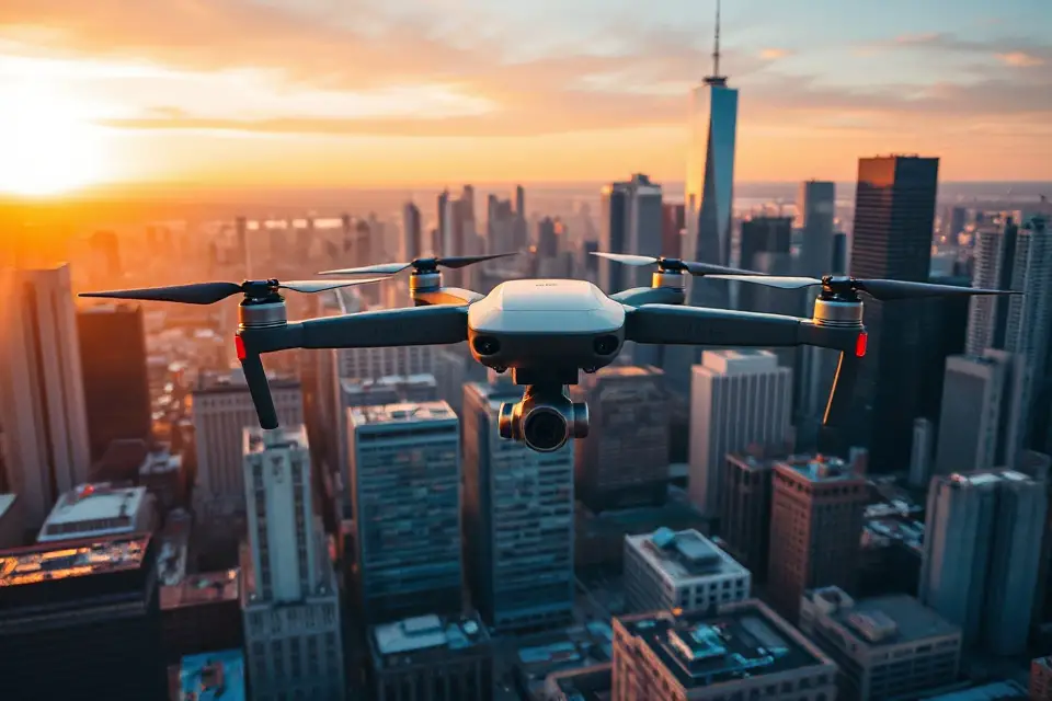 city skyline drone photo