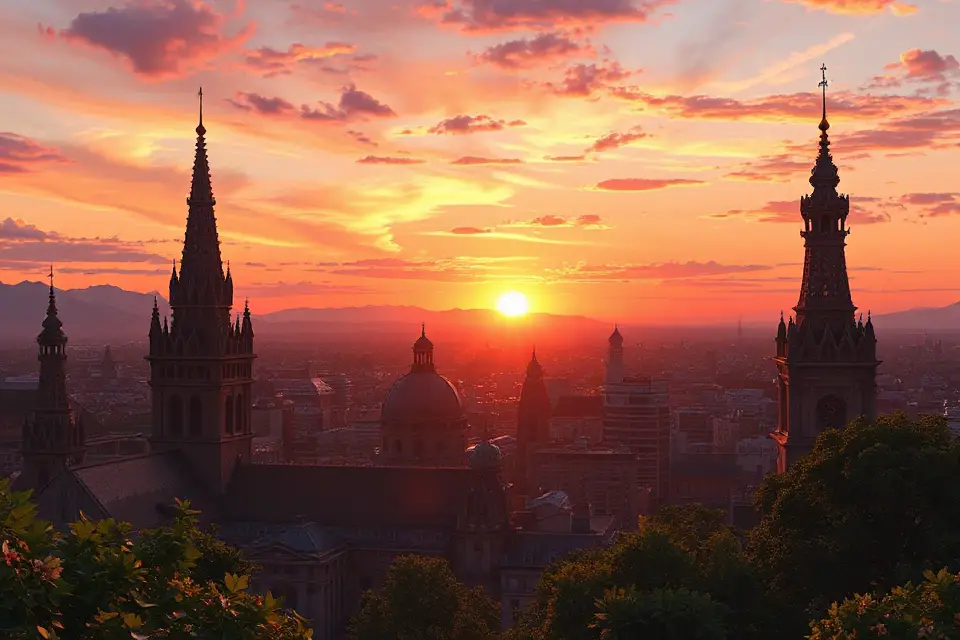 city skyline sunset beauty