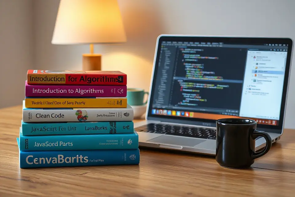 coding books and laptop
