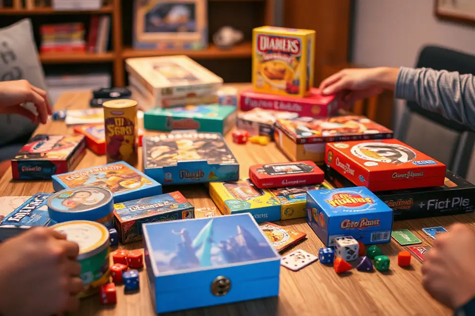 colorful board games table