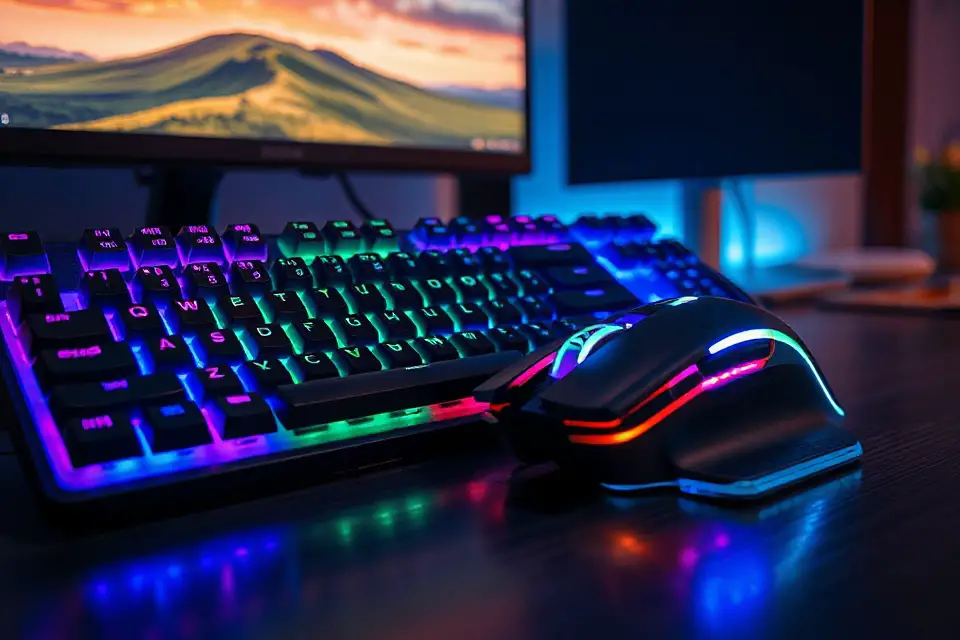colorful gaming keyboard mouse