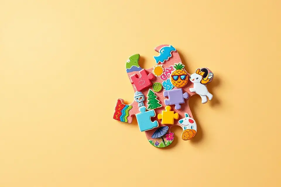 colorful puzzle themed stickers