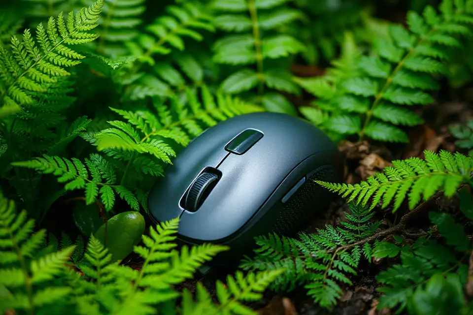 computer mouse in greenery
