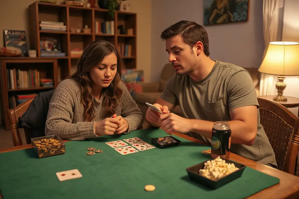 couple enjoying card game