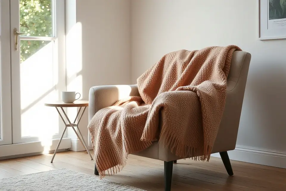 cozy blanket draped chair