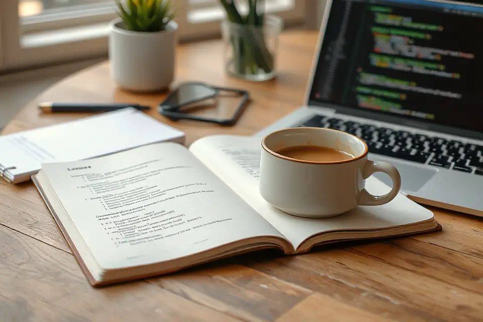 cozy coding coffee setup