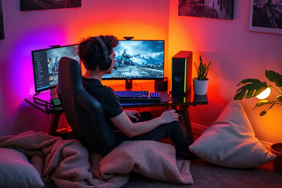 cozy gaming setup photo