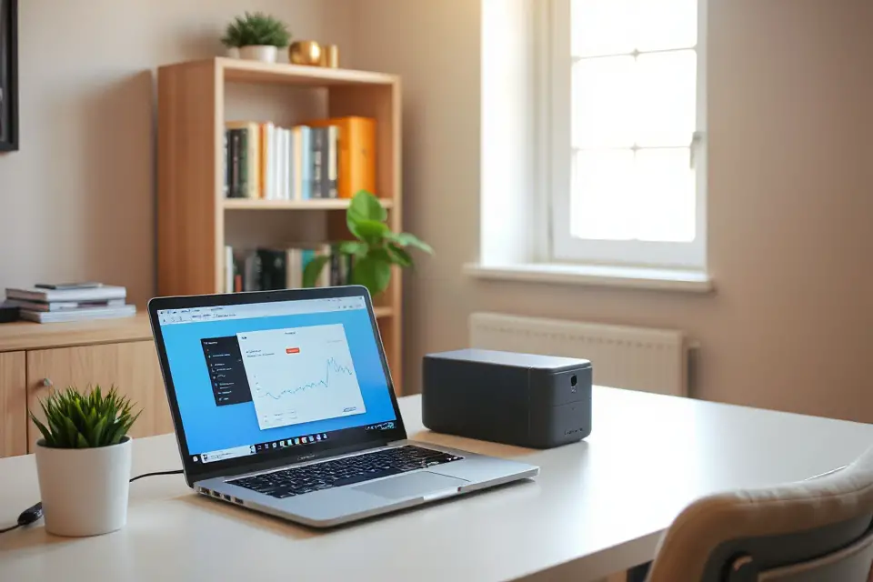 cozy office with technology