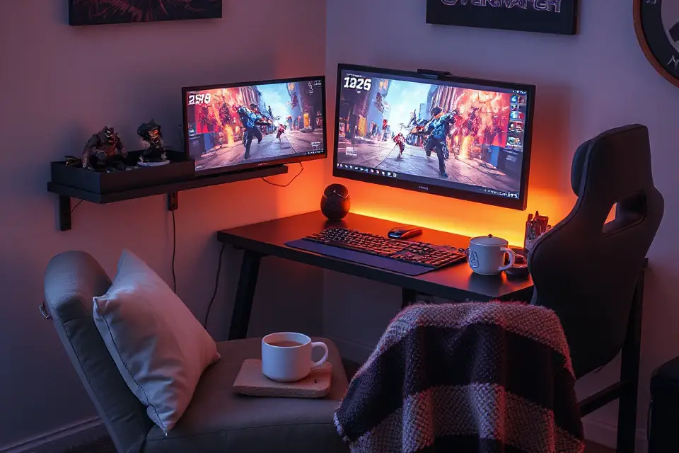 cozy overwatch gaming corner
