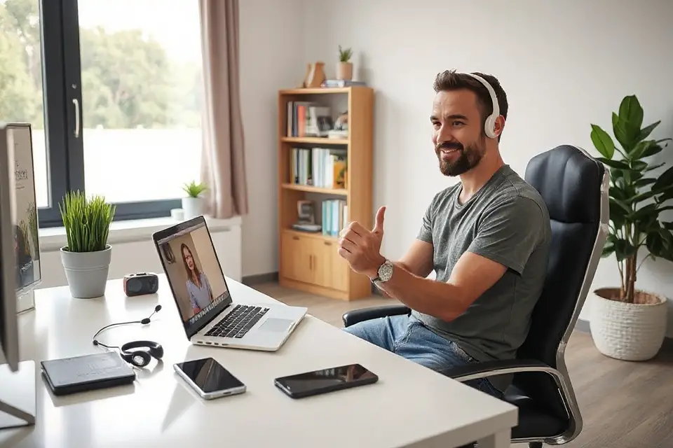 cozy tech support workspace