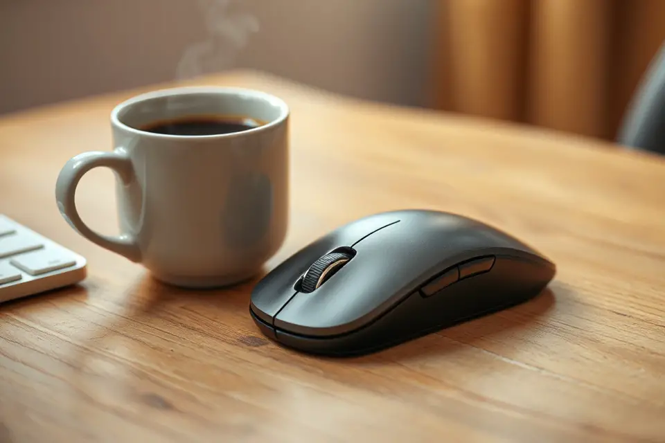 cozy workspace coffee mouse