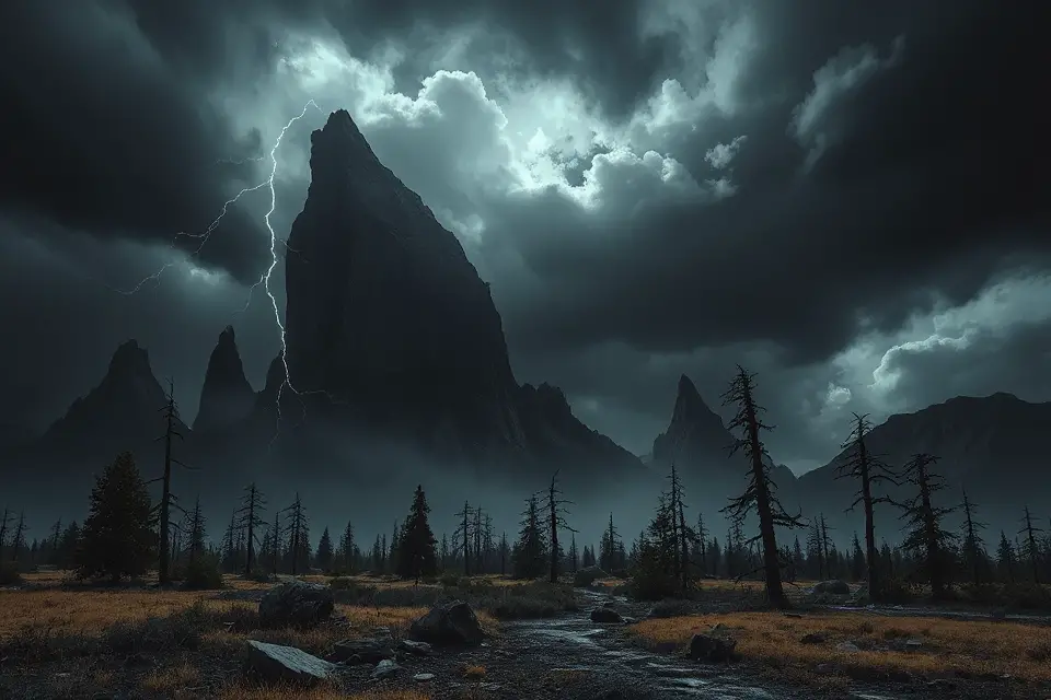 dark stormy landscape photo