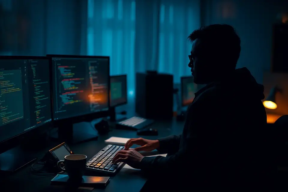 developer working late silhouette