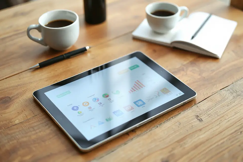 digital tablet on wood