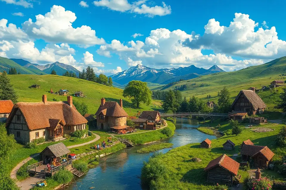 enchanting village landscape awaits