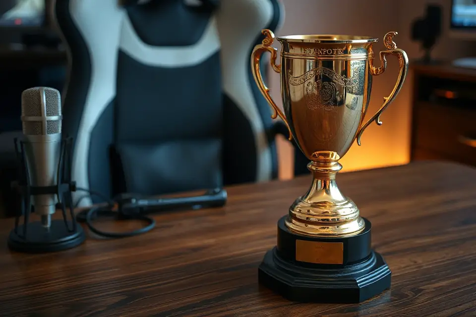 esports trophy gaming setup