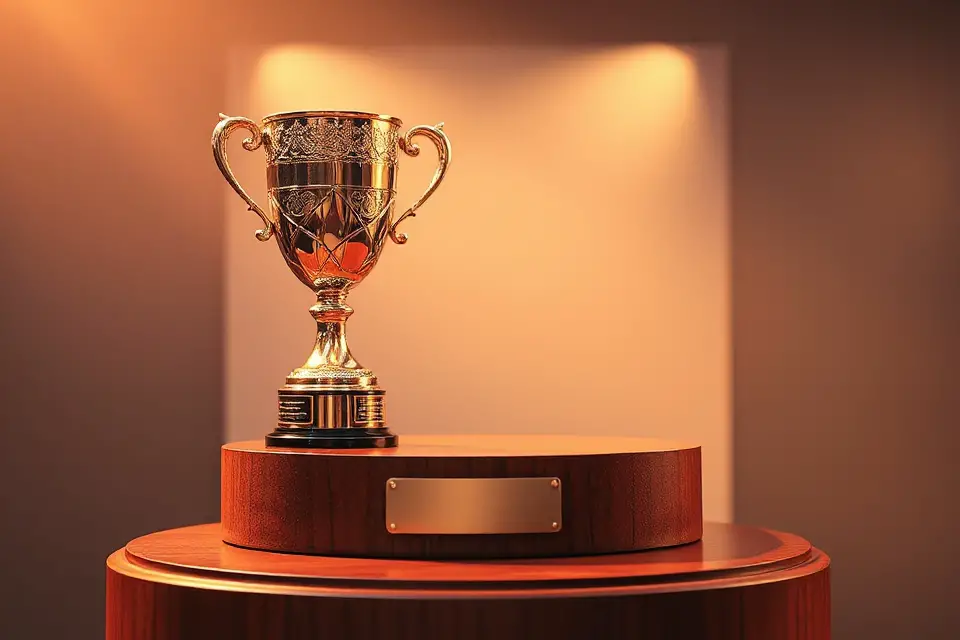 esports trophy on pedestal