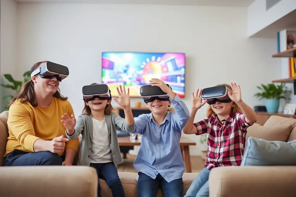 family enjoying vr gaming