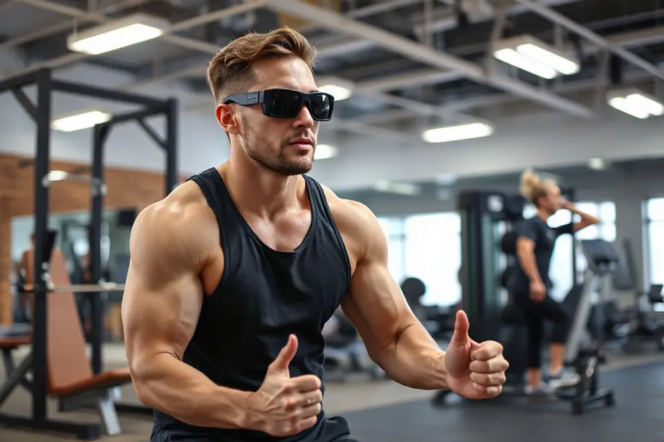fitness enthusiast with ar glasses