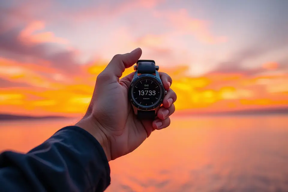 fitness tracker sunset photo