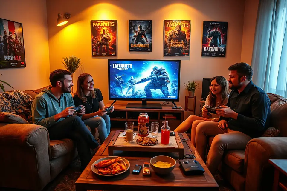 friends enjoying online gaming