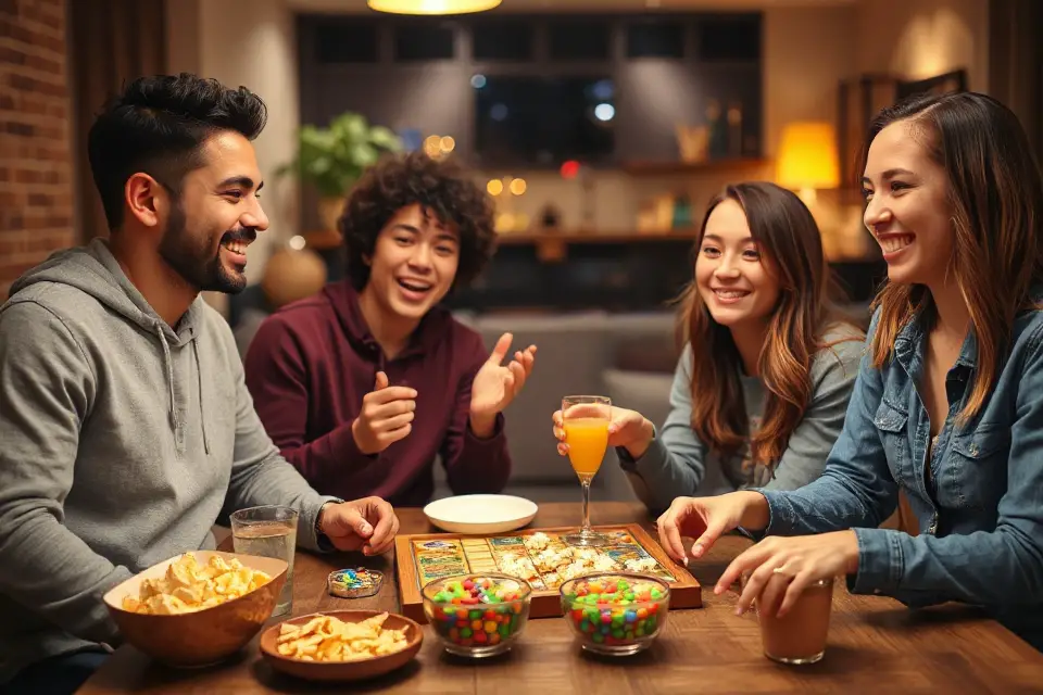 friends laughing over snacks