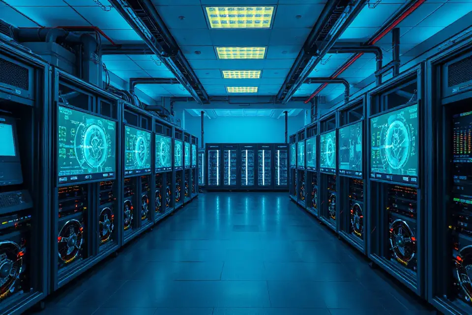 futuristic quantum computing center