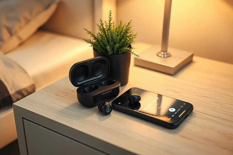 gadget addiction nightstand earbuds
