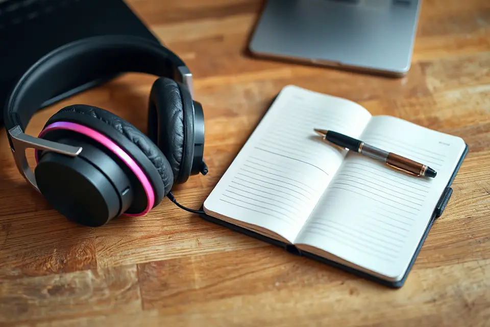 gaming headset on desk