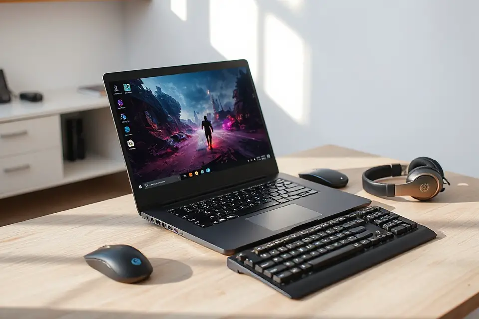 gaming laptop minimalist desk