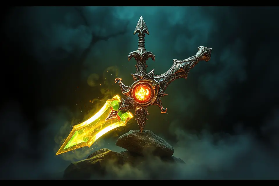 glowing diablo enchanted weapon