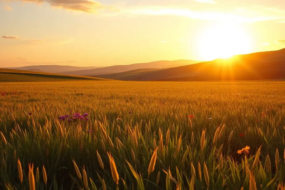 golden hour open field