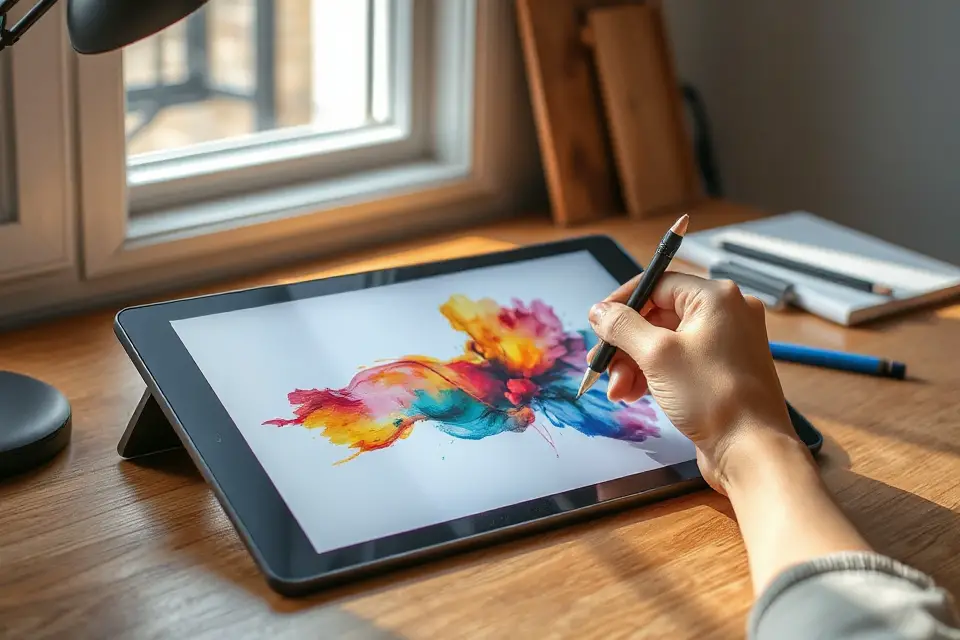 hand drawing on tablet