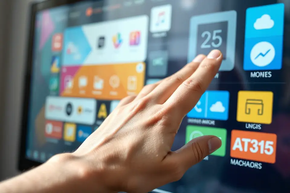 hand interacting pinch touchscreen