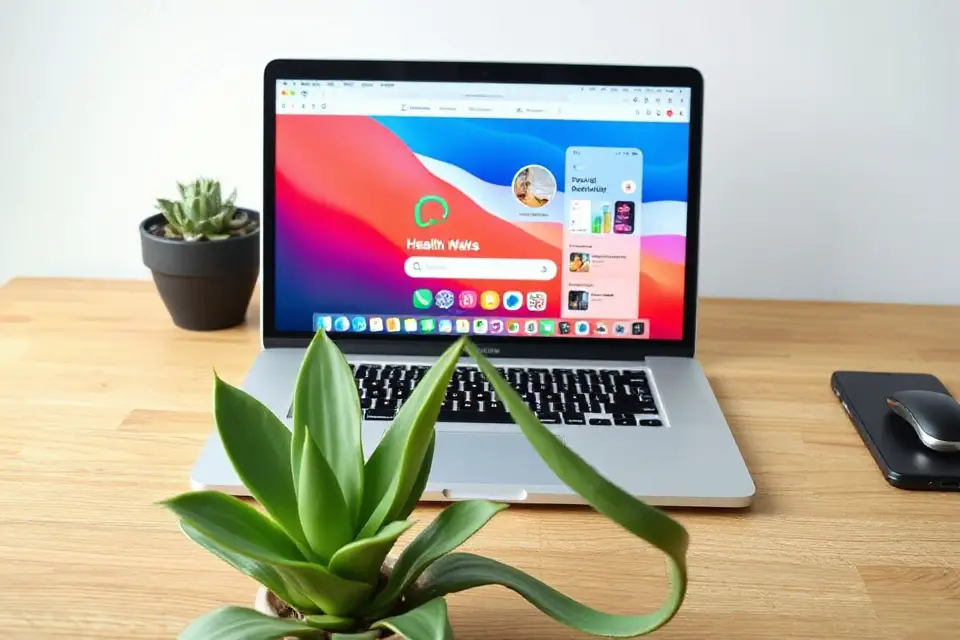 health app laptop plant